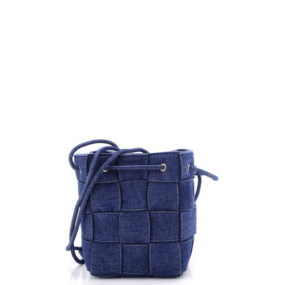 Bottega Veneta Small Cassette Bucket Bag Maxi Intrecciato Denim